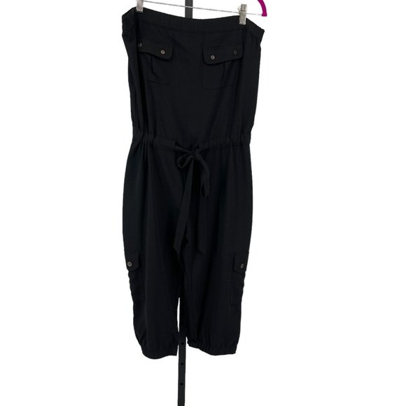 Cache Strapless Cargo Romper Jumpsuit Small Womens Capri Pant Suit Chest Pockets - Picture 3 of 8